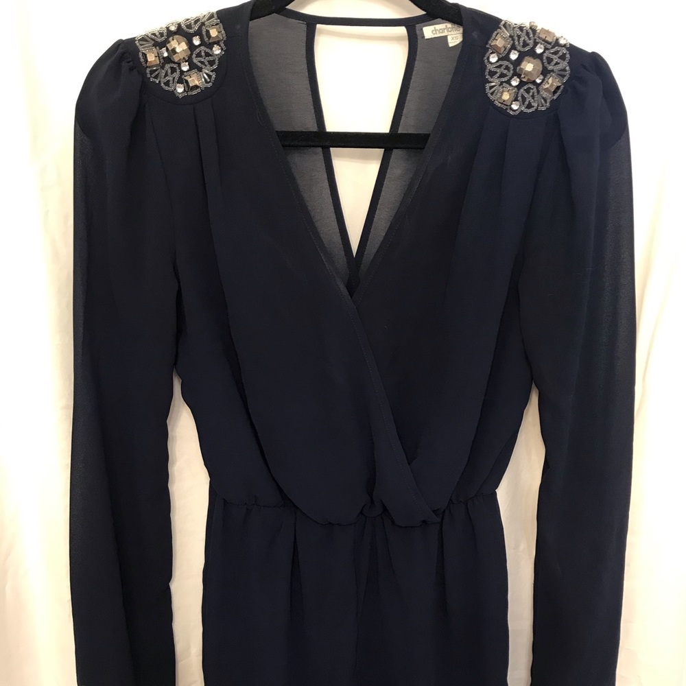 Detailed navy romper